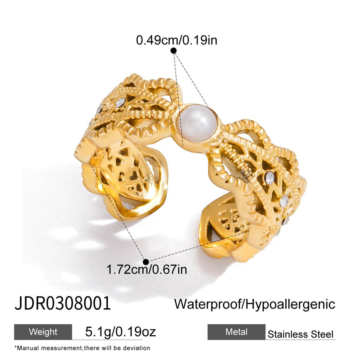 Zircon Ring Non-Fading Lace Stainless Steel Jewelry for Women ring