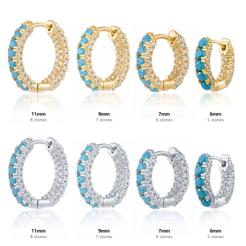 Hot Selling Round Micro Pave Zircon Trendy Ear Cuffs Hoop Earrings Super Sparkling Multi-Diamond Earrings