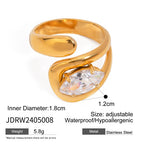 18k Gold Stainless Steel Zircon Open Ring rings