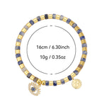 B0286 Fashion Jewelry Devil's Eye Inlaid Zircon Geometric Blue Point Quartz Beads