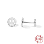 S925Sterling Silver Diamond-Encrusted Devil's Eye Flat Head Threaded Piercing Cartilage Earrings Snake Smiley Face Ear Bone Studs for Women
