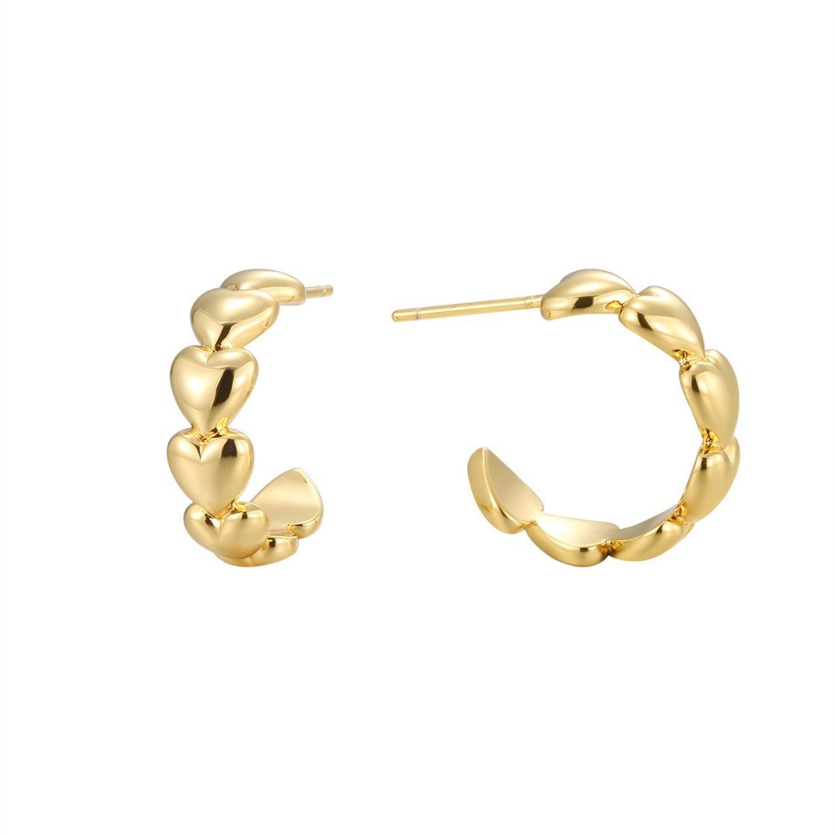 CYE0148 Minimalist Circle Heart Earrings Minimalist Chanel Stud Earrings