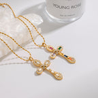 2H Zircon Cross Necklace Non-Fading Stainless Steel Necklace Women's Jewelry