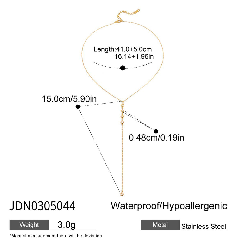 Stainless Steel Zircon y Long Chain Necklace Jewelry for Women Autumn Winter Sweater Chain