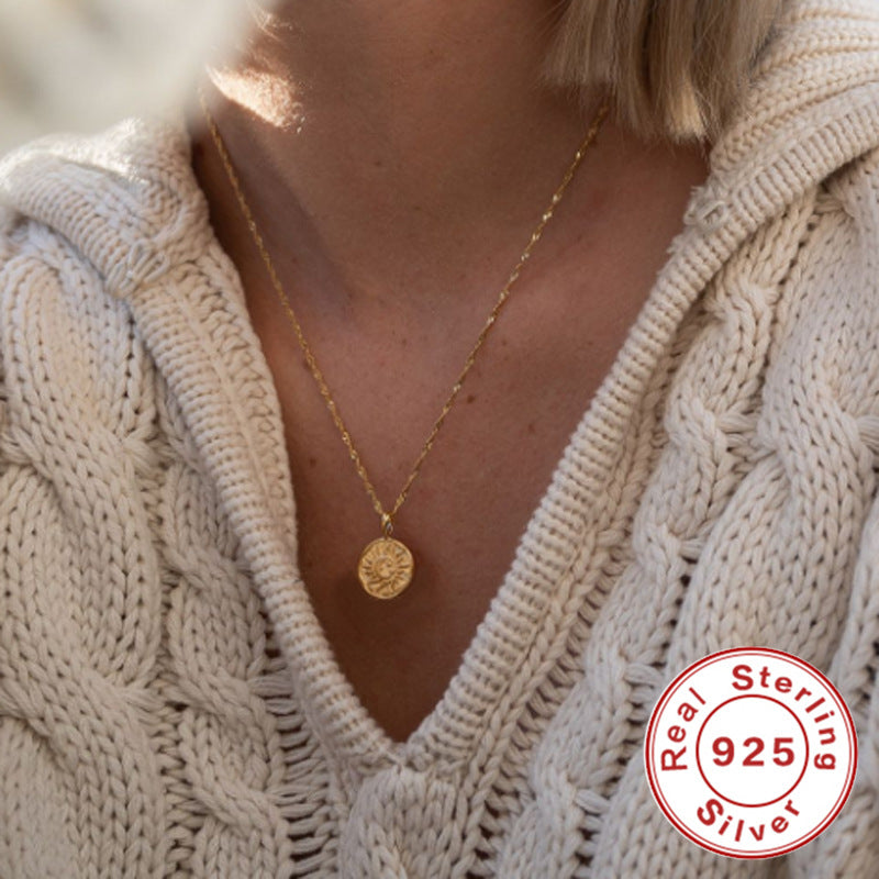 Sun and Moon S925 Sterling Silver Collarbone Necklace