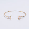 Gold-Plated Brass Geometric White CZ Bracelet with a geometric design profile