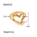 French Style Ring for Women, Designer Blogger's Same Style, Hammered Heart Gold-Plated Non-Fading Ring