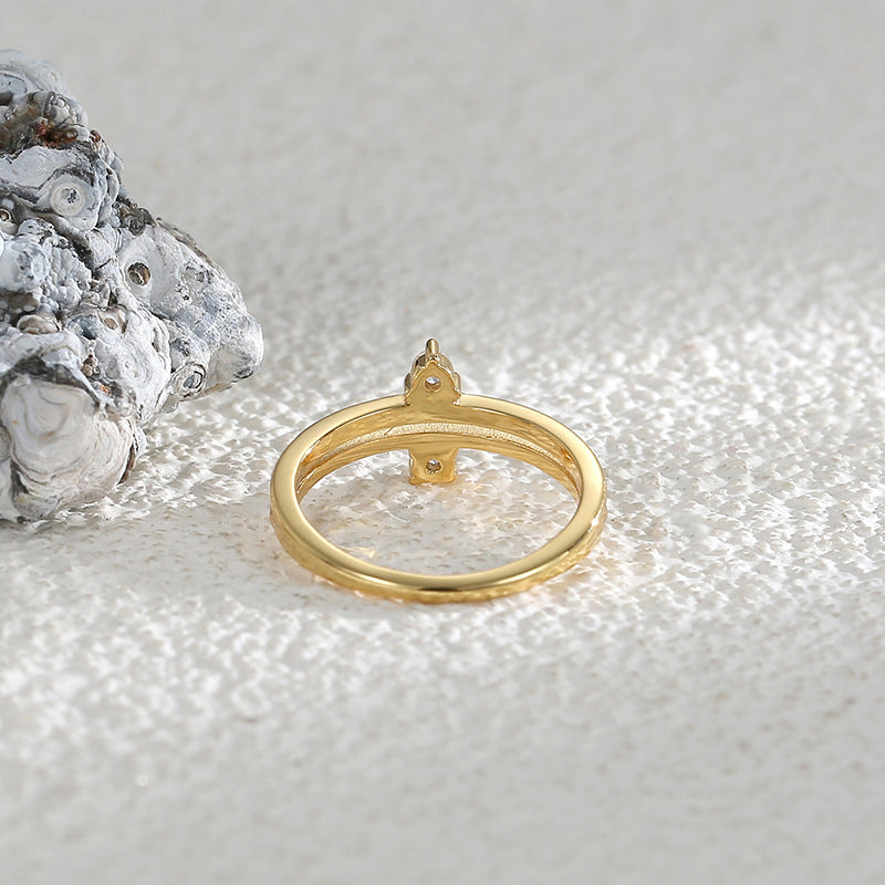 R0244 Brass Gold-Plated Joint Ring One-Piece Wholesale Fashion Personality Double Zirconia Ring