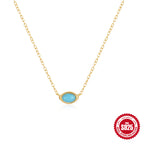 S925 Sterling Silver Vintage Turquoise Diamond Pendant Necklace
