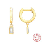 S925Sterling Silver Octagonal Star Geometric Inlaid Diamond Pearl Lock Pendant Earrings Hoop Earrings Ear Clips Trendy Ear Jewelry