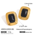 Gold-Plated Stainless Steel Agate Stud Earrings — product styling — jewelry finish and design detail