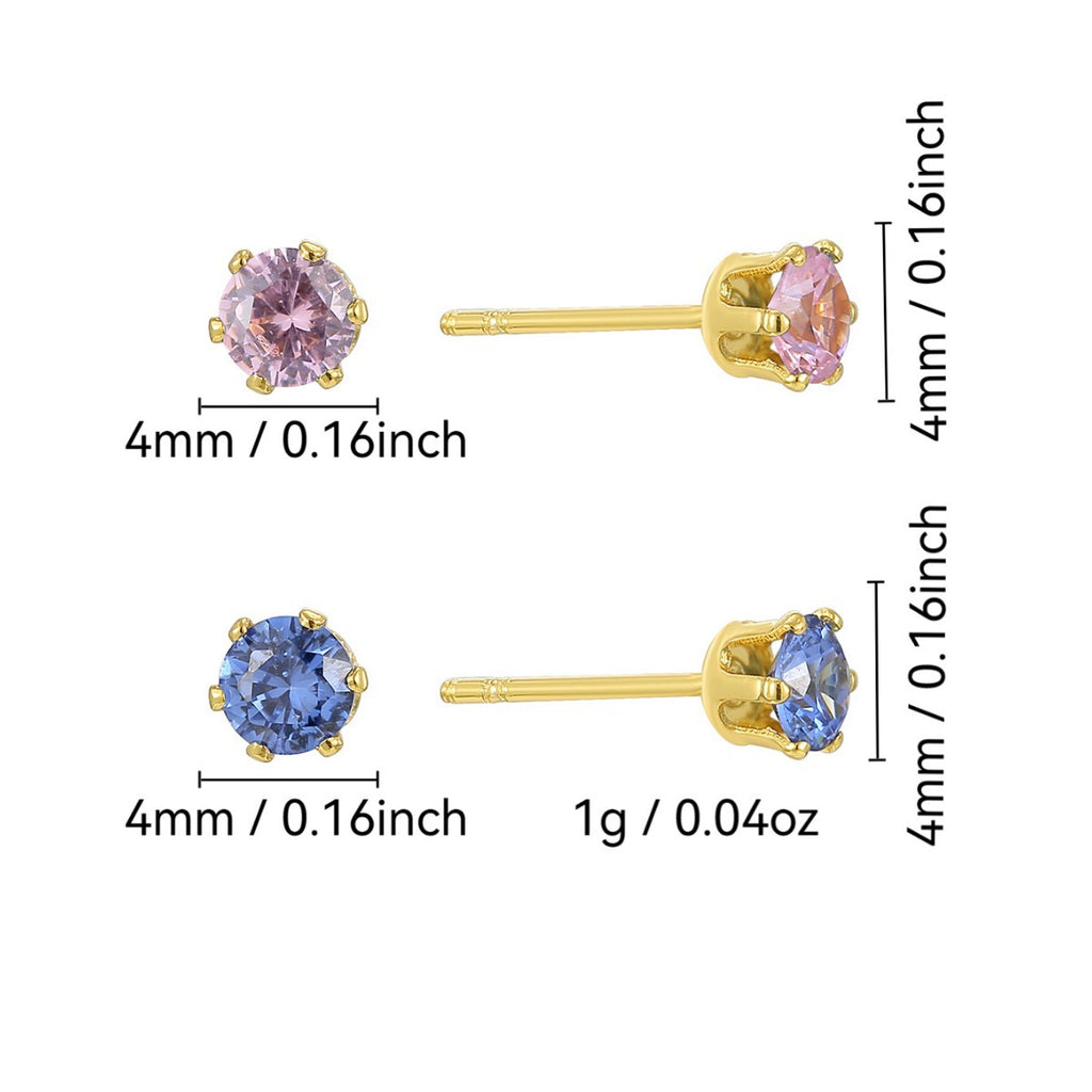 E0779 Fashion Crown Base Zirconia Stud Earrings Set Simple Two-tone Earrings