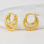 E0663 Fashionable Design Round Earrings for Women Brass Gold Plated Minimalist Style Braided Hoop Earrings