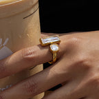 Stainless Steel Jewelry Women's Rhinestone Ring Non-Fading Jewelry Design ring