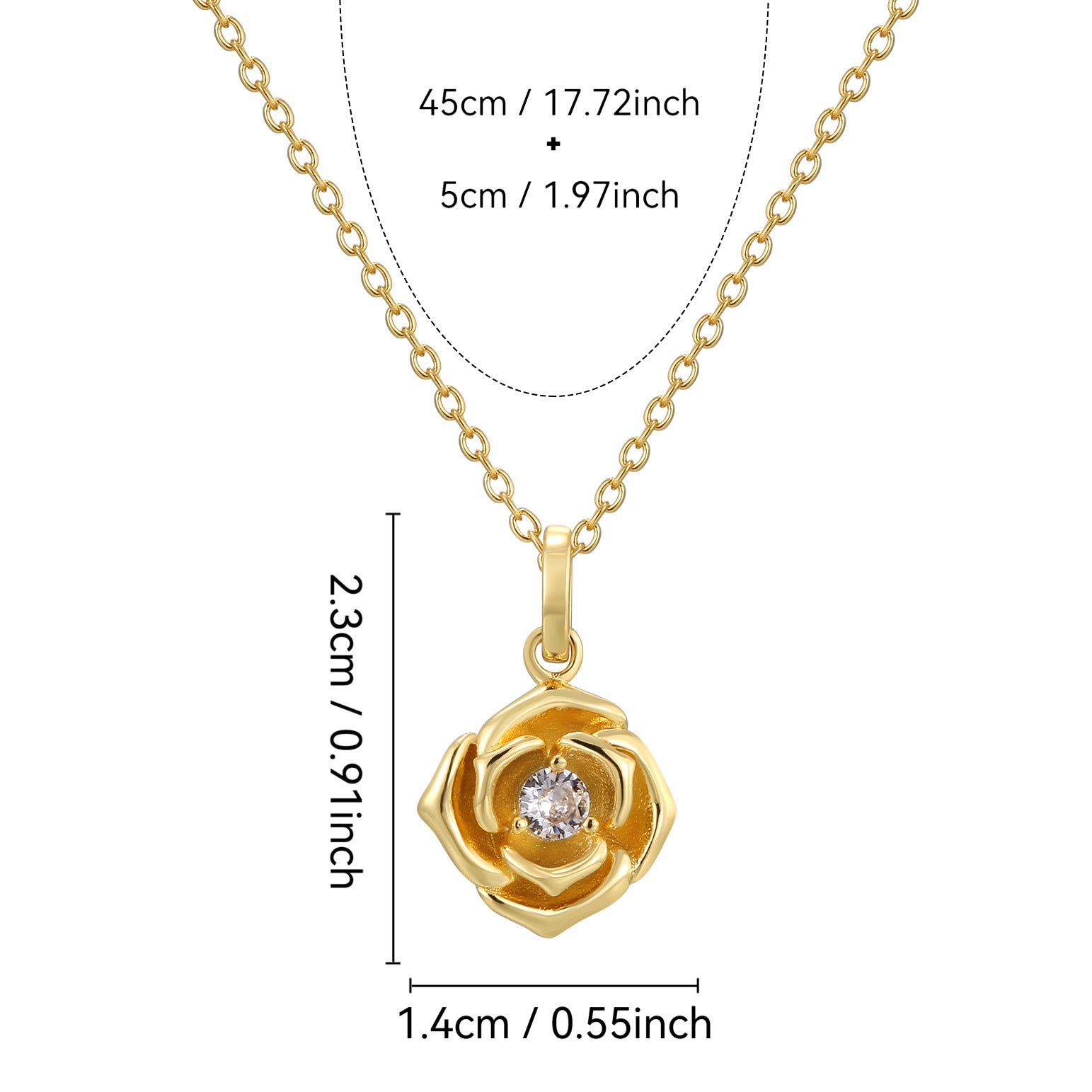 CYN0268 Rose Flower Pendant Copper Necklace Exquisite Female Romantic Necklace Pendant