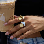 2H Geometric Ring Non-Fading Jewelry Stainless Steel Ring for Women