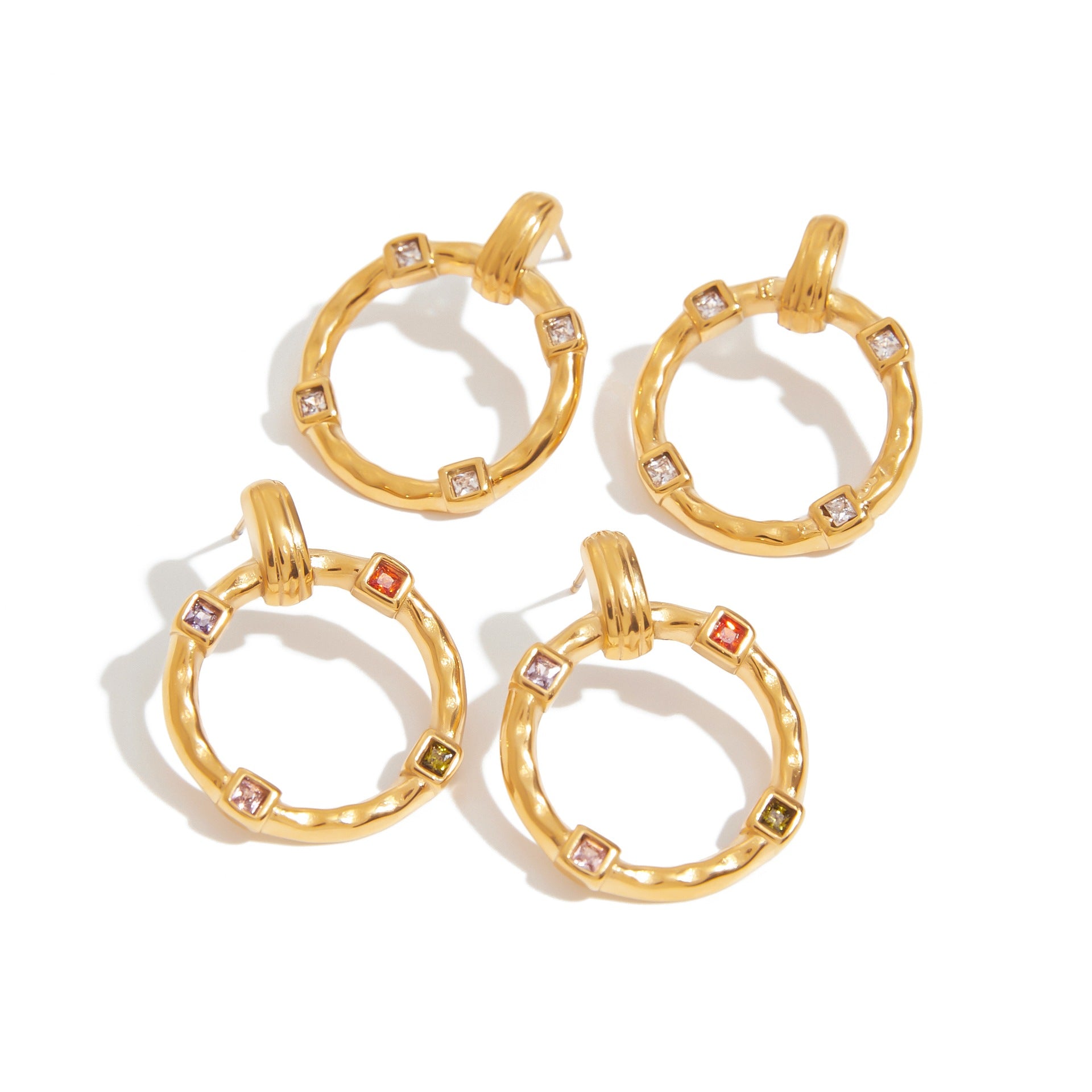 2H Stainless Steel Zircon Earrings Studs Ear Jewelry Design Sense Accessories for Women