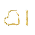 E0571 Fashionable Simple Design Heart-shaped Earrings Copper Gold-plated Irregular Texture Stud Earrings