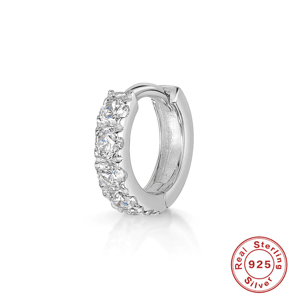 S925Sterling Silver Cartilage Piercing Diamond-Studded Hoop Earrings Ear Cuffs Ear Studs shien Hot-selling Punk Style Ear Cuff