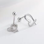 SE0160 S925Silver Plated White Gold Japanese and Korean Irregular Heart Smooth Earrings for Women