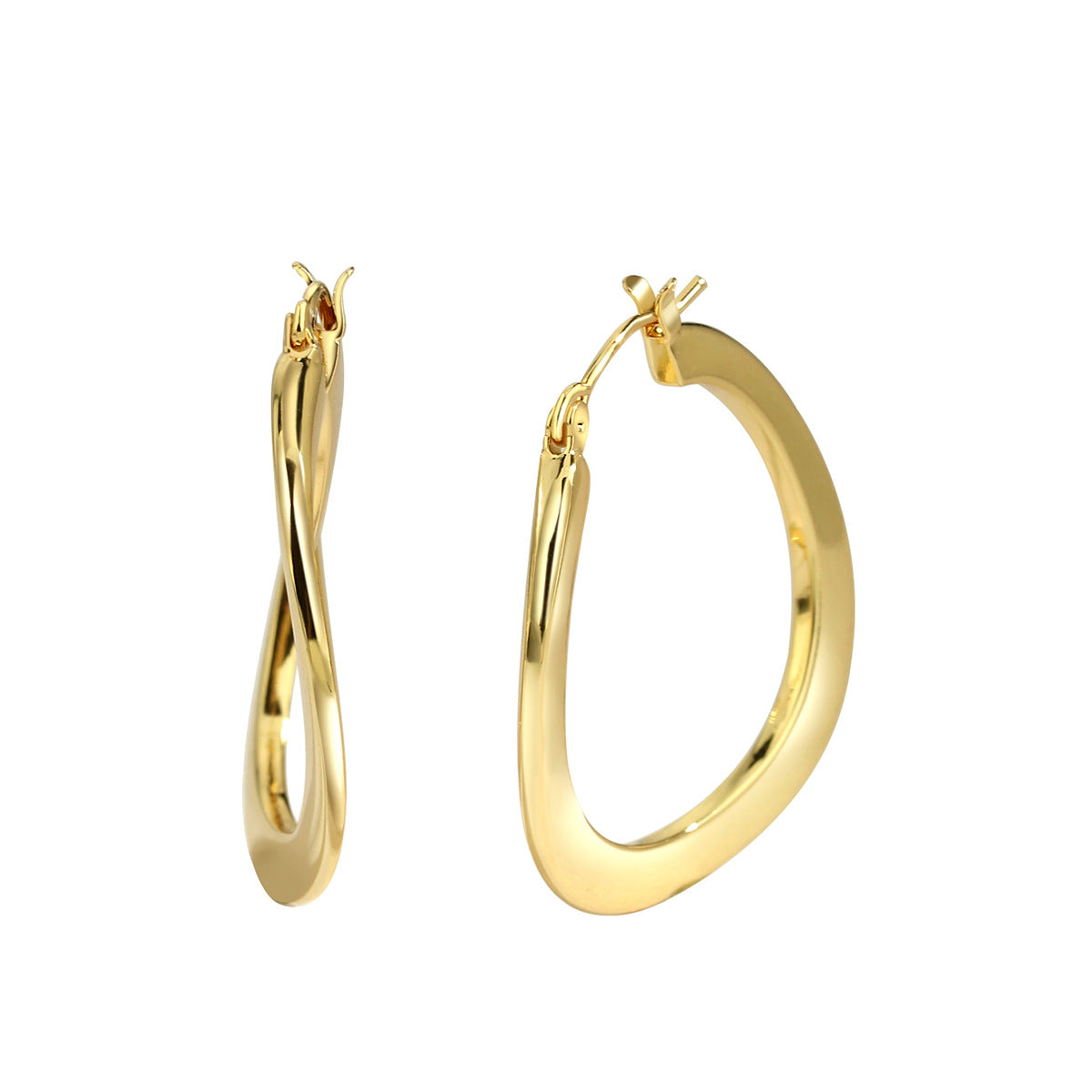 E0211 Fashion gold Metal Twist Hoop Earrings for Women Classic Hoop Irregular Hoop Earrings