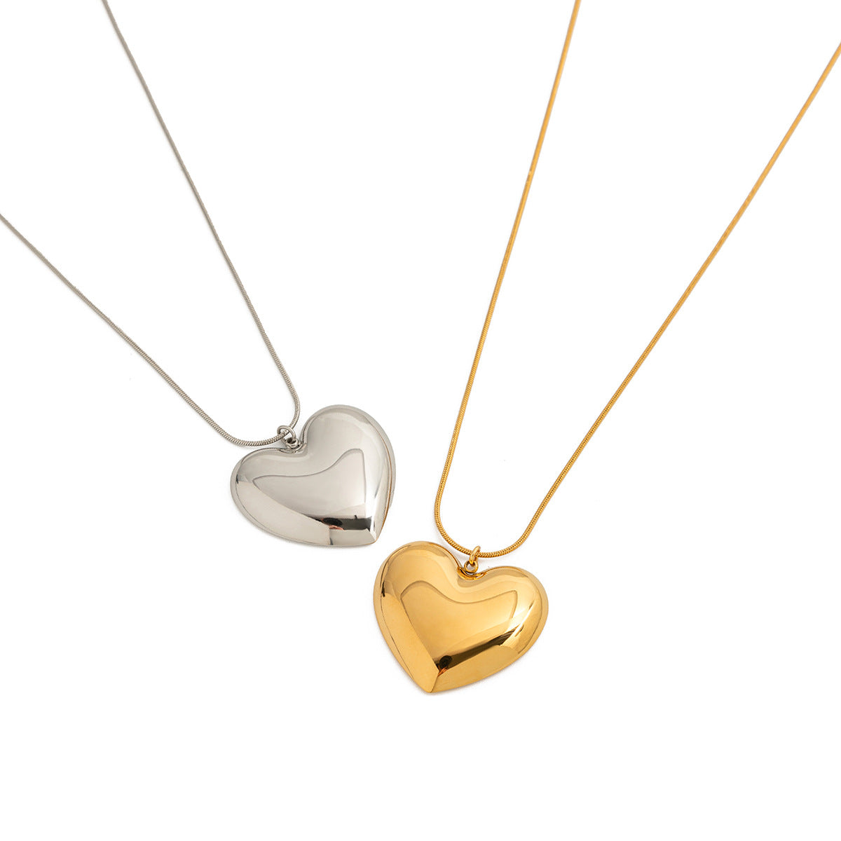 2H Heart Necklace Accessories for Women, Collarbone Chain, Stainless Steel Jewelry for Women, Non-Fading