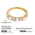Pearl Layered Stainless Steel Stacking Gold-Plated Ring — additional angle — jewelry finish and design detail