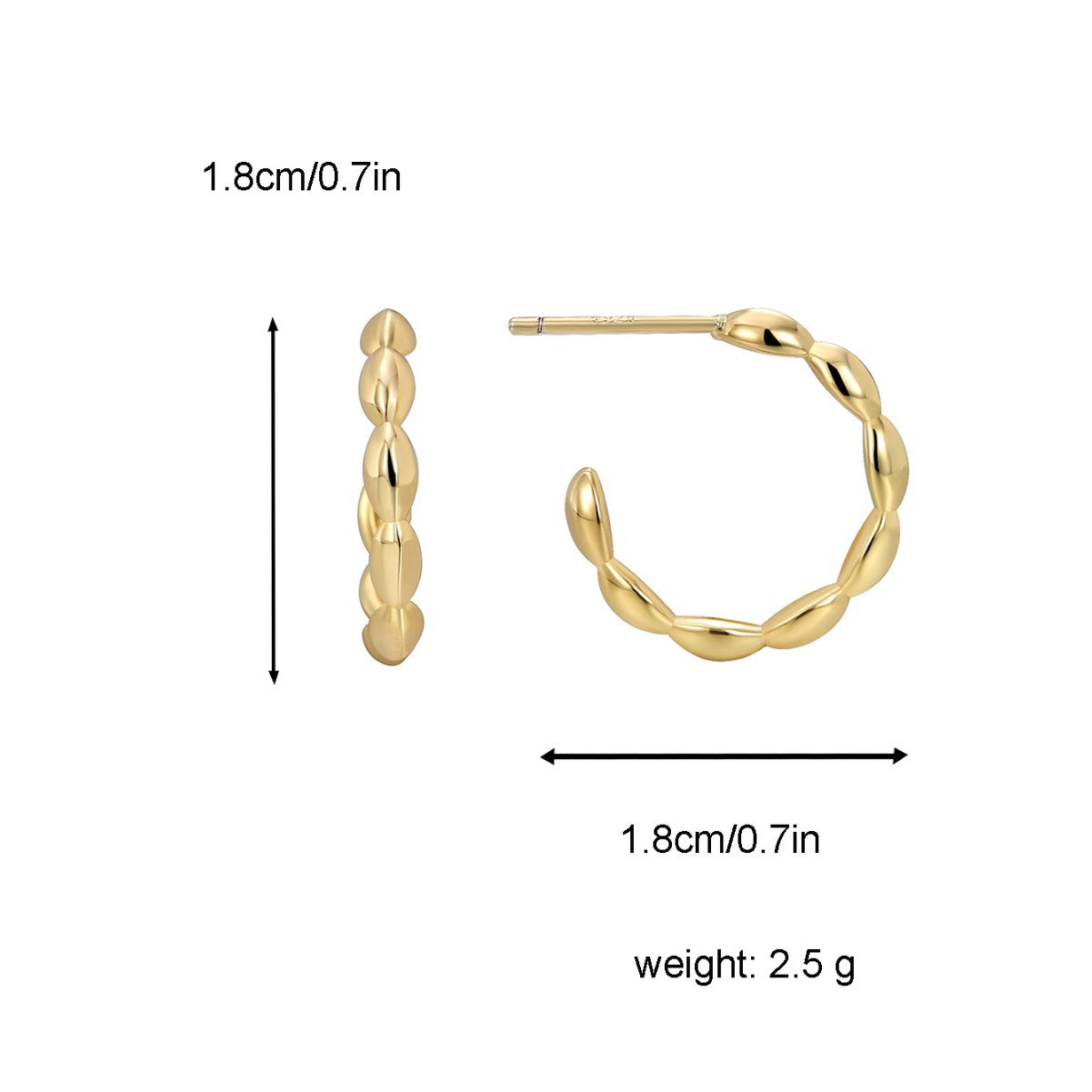 E0321 Ornament  C Circle-shaped Earrings925Silver Needle Trendy Earrings Copper Plated with Real Gold