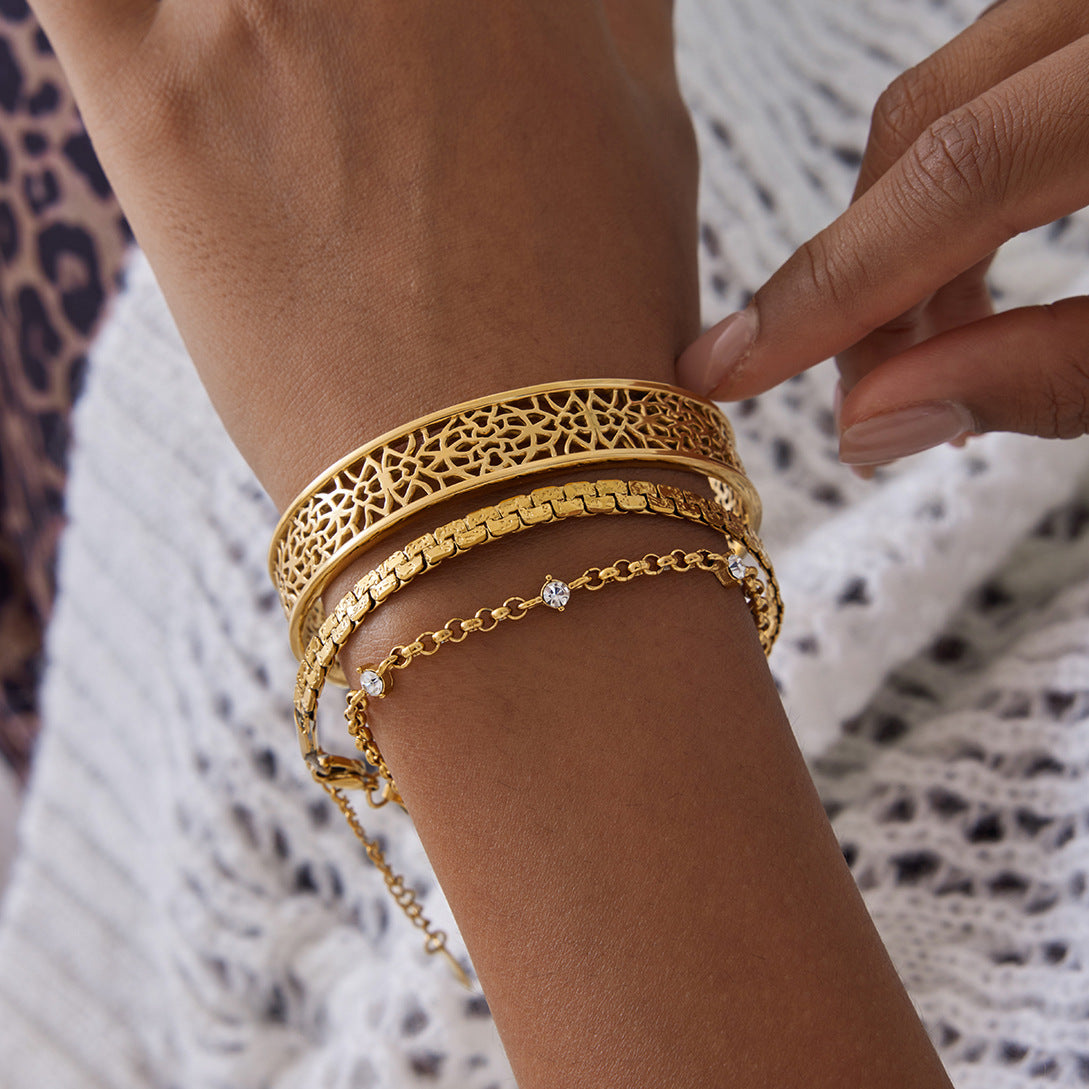 2H Open Bracelet Non-Fading Vintage Bracelet Stainless Steel Jewelry for Women