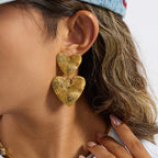 2H Stainless Steel Exaggerated Heart Earrings for Women, Non-Fading Jewelry