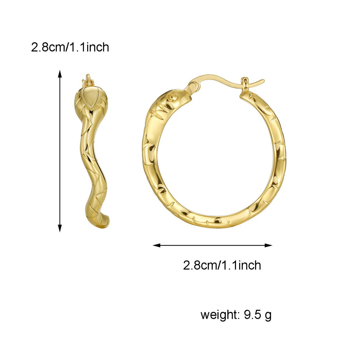 E0494 Simple Design Brass Gold-Plated Snake-Shaped Earrings for Women New Fashion Retro Ear Clips