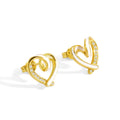 Gold-Plated Cubic Zirconia Heart Openwork Resin Earrings — side profile