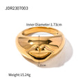 Gold-Plated Stainless Steel Ring with Cubic Zirconia Detail — Clean-Lined Style — close-up detail — jewelry finish and design detail
