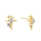 E0758 Korean Style Fashion Asymmetric Design Earrings for Women Star Shiny Zircon Inlaid Gender-Neutral Ear Jewelry