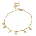 Gold-Plated Heart Star Vintage Anklet — surface finish detail