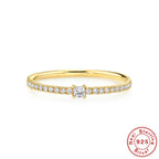 S925Sterling Silver Single Row Diamond Women's Wedding Ring Gift Premium Ring