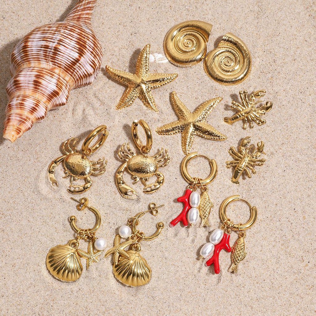 Gold-plated Earrings Beach Vacation Earrings Stainless Steel Jewelry