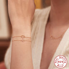 S925 Sterling Silver Diamond Heart Bracelet for Women Korean Style