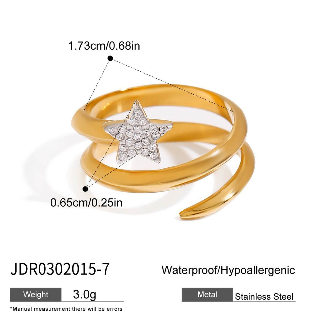 Jewelry Stainless Steel Necklace Simple Earrings Pentagram Ring rings