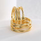 E0534 Fashion Trend Retro Copper Gold-Plated Hoop Earrings for Women, Simple Design, Non-Pierced Ear Clips