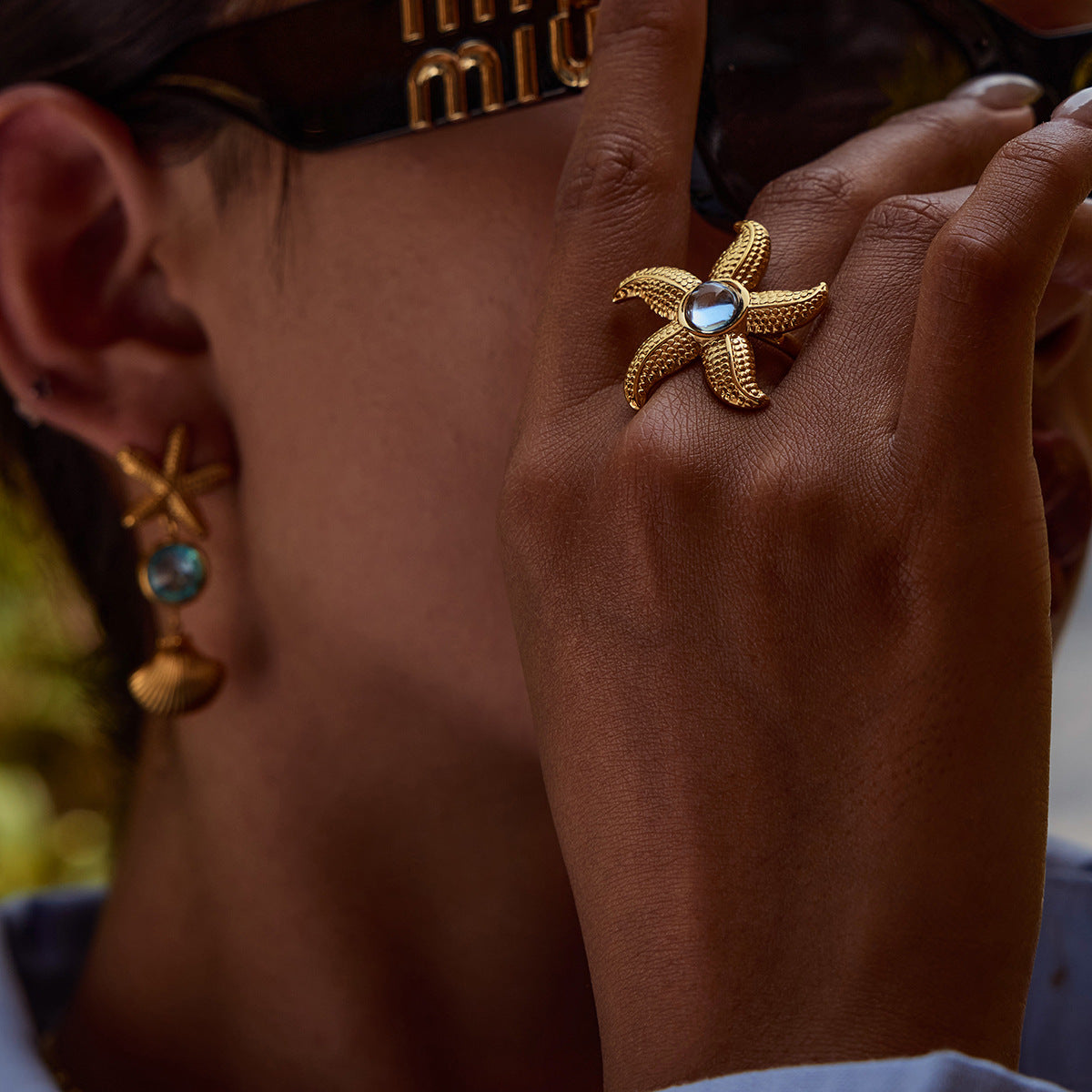 2H Original Design Jewelry Stainless Steel Necklace Design Sense Earrings Ring Non-Fading