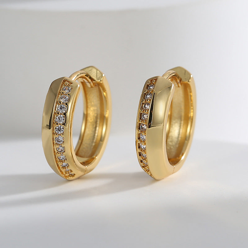 E0452 New Simple Gear Design Earrings for Women with Micro Pave Zircon Fashion Hoop Earrings