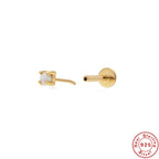 New S925Sterling Silver Stud Earrings18G Flat Head Push Piercing Cartilage Earrings Hot Selling Piercing Ear Lobe