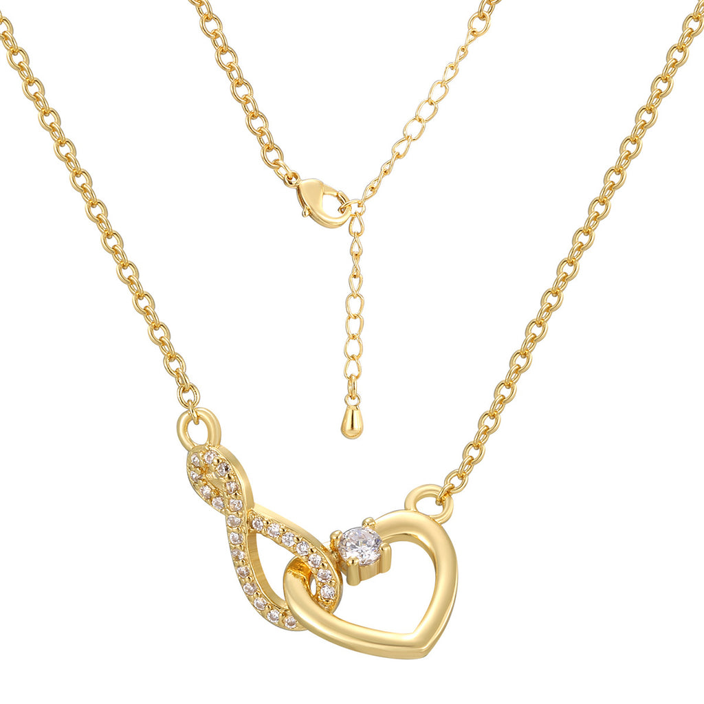 CYN0112 Infinite Love Copper Necklace Vintage Fashion Butterfly Tassel Heart-shaped Collarbone Chain