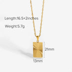 2H New Sunshine Coin Necklace 18K Gold-plated316L Stainless Steel Rectangular Pendant Necklace Geometric Necklace for Women