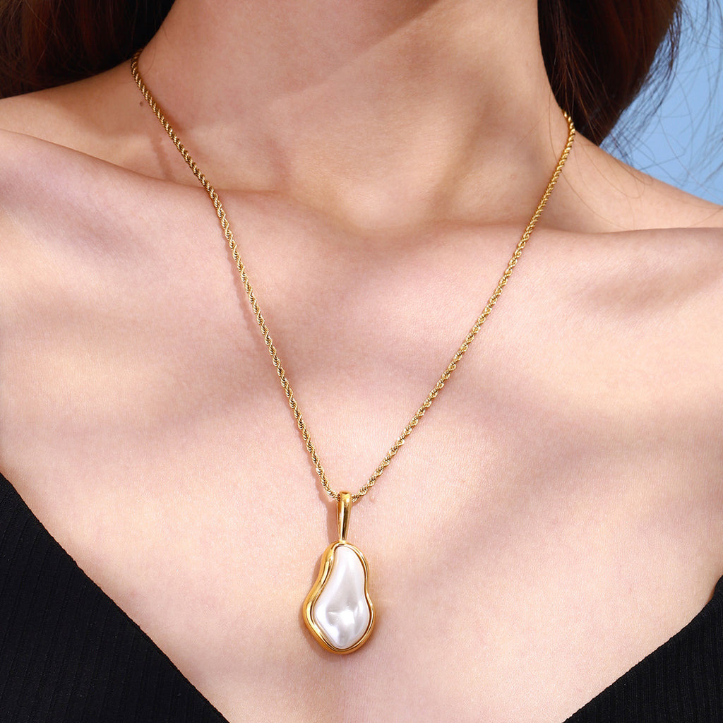 2H Stainless Steel Pearl Necklace Women's Collarbone Chain Jewelry necklace