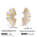 Sunflower Cubic Zirconia Stainless Steel Gold-Plated Earrings — close-up detail — jewelry finish and design detail
