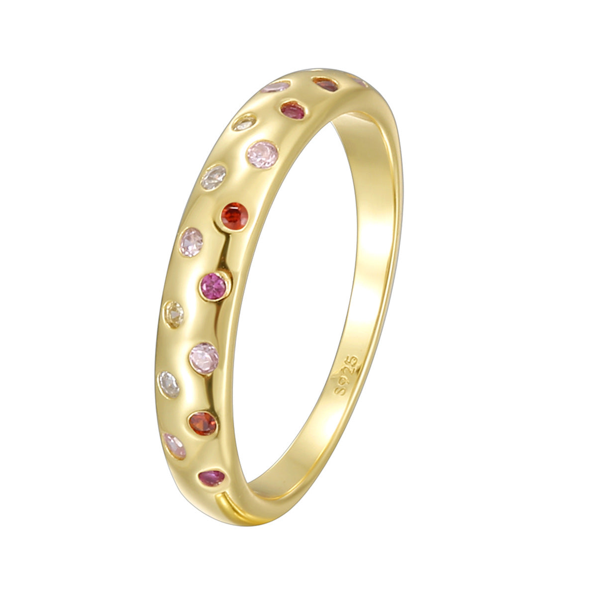 SR0053 S925Silver Simple Exquisite Plain Zircon Ring for Women Trendy