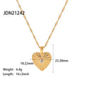 Heart Cubic Zirconia Pendant Stainless Steel Necklace in Gold-Tone styled for independent jewelry boutiques