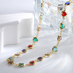 N0255 Design Colorful Heart-Shaped Zircon Necklace for Women Summer Collarbone Chain